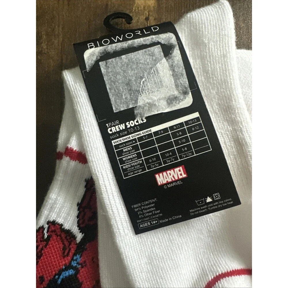 Marvel Spider man Crew Socks NWT Size 10-13